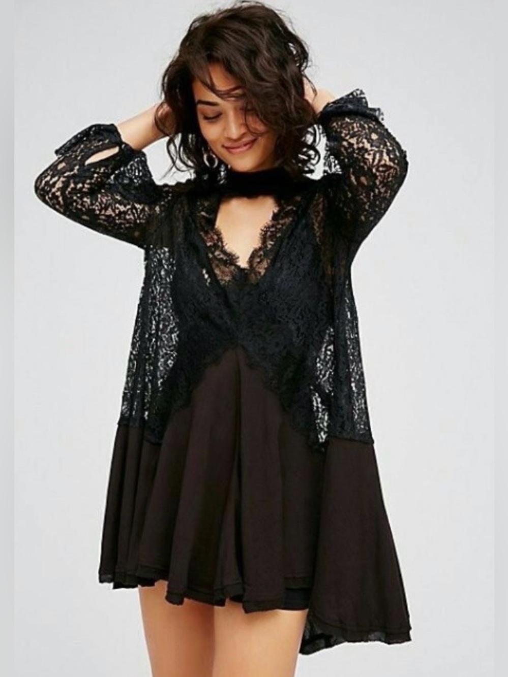 Free People Tell Tale Lace Tunic Size S